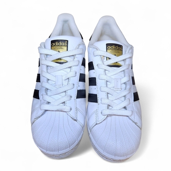 Adidas Women's Superstar White and Black Sneakers - Picture 2 of 12